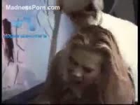 Blonde enjoying her animal dildo